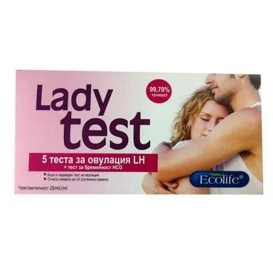 Lady Test Тест за овулация х5 ленти + Тест за бременност х1 лента Ecolife