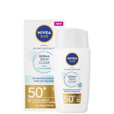 Nivea Sun Derma Skin Clear Слънцезащитен флуид за лице SPF50+ x40 мл