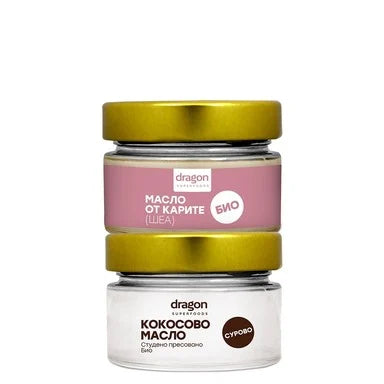 Комплект Био Кокосово масло х100 мл + Био масло от карите х100 мл Dragon Superfoods