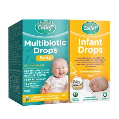 Комплект Colief Капки за бебета против колики х15 мл + Multibiotic Пробиотични капки за балансиран микробиом х8 мл