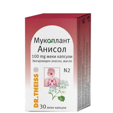 Mucoplant Anisol при суха кашлица с гъст и вискозен секрет x30 капсули Dr.Theiss