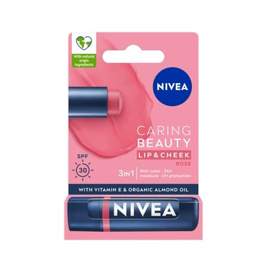 Nivea Caring Beauty Rose Балсам за устни и скули SPF30 х4.8 г