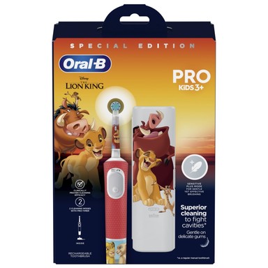 Комплект Oral-B Pro Електрическа четка за зъби Lion King + Твърд калъф за път